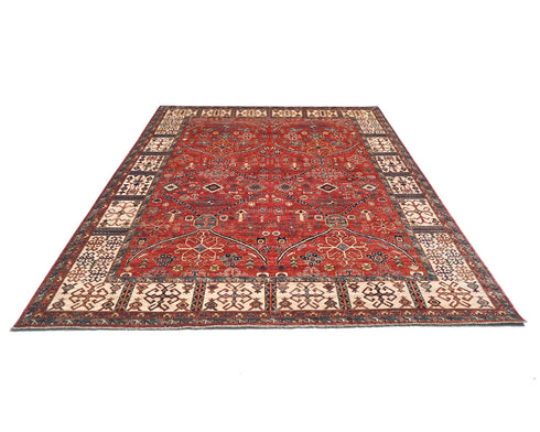 8x10 Red Aryana Afghan Hand Knotted Veg Dye Wool Area Rug